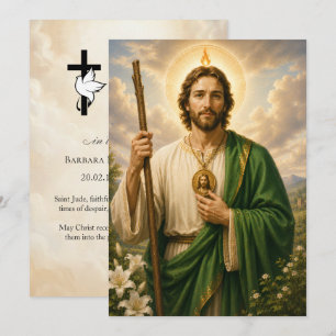 Tarjeta de oración fúnebre de San Judas de 5x7 pul