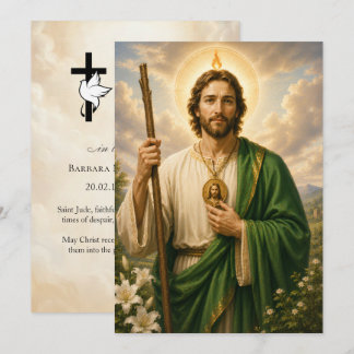 Tarjeta de oración fúnebre de San Judas de 5x7 pul