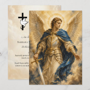 Tarjeta de oración fúnebre de San Miguel 5x7 pulga