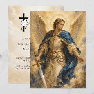 Tarjeta de oración fúnebre de San Miguel 5x7 pulga
