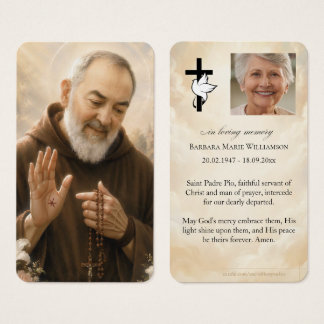 Tarjeta de oración fúnebre de San Padre Pío