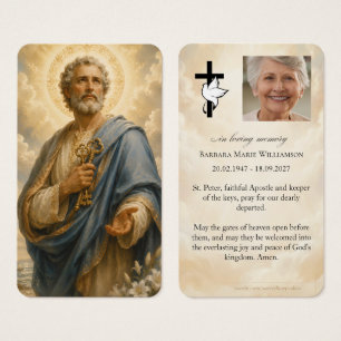 Tarjeta de oración fúnebre de San Pedro