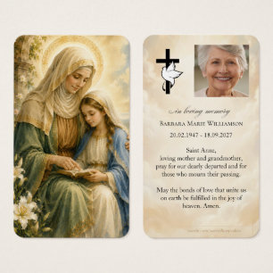 Tarjeta de oración fúnebre de Santa Ana
