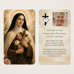 Tarjeta de oración fúnebre de Santa Teresa