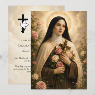 Tarjeta de oración fúnebre de Santa Teresa 5x7 pul