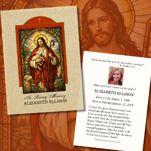 Tarjeta de oración fúnebre del Buen Pastor Jesús