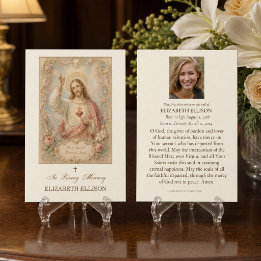 Tarjeta de oración fúnebre del Sagrado Corazón | C