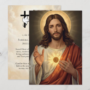 Tarjeta de oración fúnebre del Sagrado Corazón de