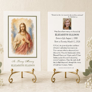 Tarjeta de oración fúnebre del Sagrado Corazón de 