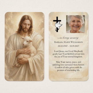 Tarjeta de oración fúnebre Jesús Buen Pastor