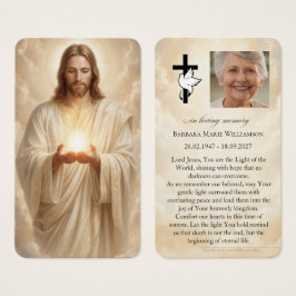 Tarjeta de oración fúnebre Luz de Jesús del Mundo