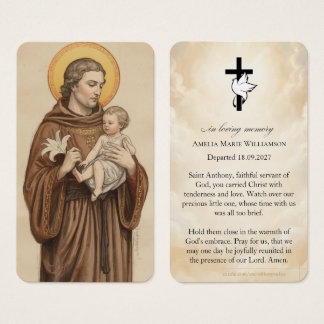 Tarjeta de oración fúnebre para un pequeño