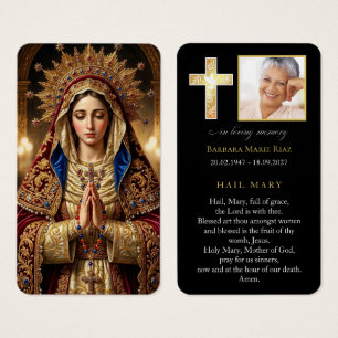 Tarjeta de oración fúnebre religiosa Ave María neg