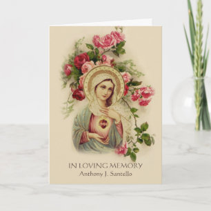 Tarjeta de oración fúnebre santa de la Virgen Marí