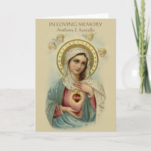 Tarjeta de oración fúnebre santa de la Virgen Marí