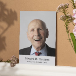 Tarjeta de Oración Funeral Clásica Gris Con Foto