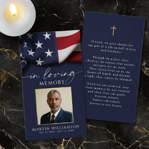Tarjeta de oración funeral con foto cruz militar b