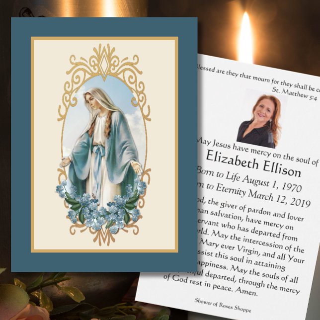 Tarjeta de Oración Funeral Floral Virgin Mary (Subido por el creador)