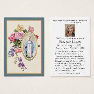 Tarjeta de Oración Funeral Floral Virgin Mary