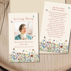 Tarjeta de Oración Funeral Memorial de la Flor Sil