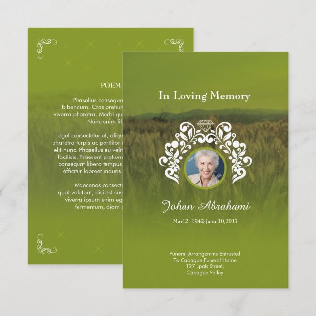 Tarjeta de oración funeraria (Anverso / Reverso)