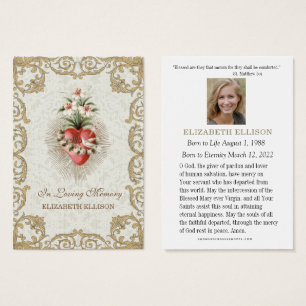 Tarjeta de oración funeraria católica Virgin Mary 