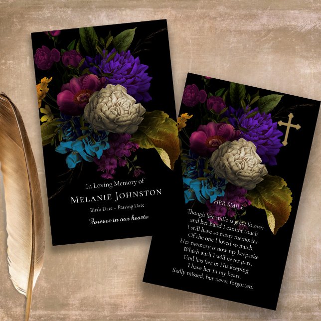 Tarjeta de oración funeraria conmemorativa de la s (Cherished Memories Funeral Prayer Card, Sympathy funeral card, prayer card for a funeral)