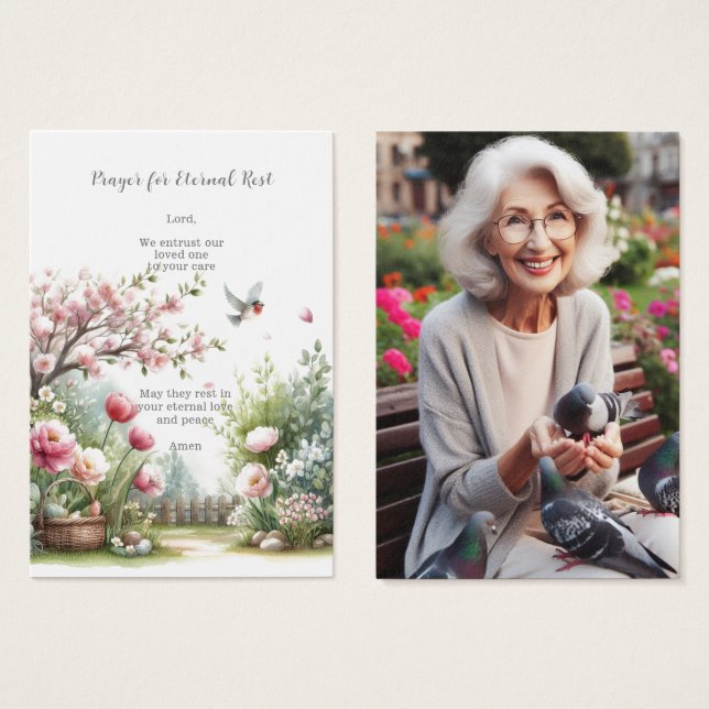 Tarjeta de oración funeraria / conmemorativa para  (Anverso y reverso)