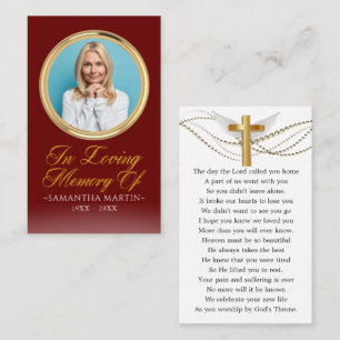 Tarjeta de oración funeraria de foto enmarcada con