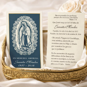 Tarjeta de oración funeraria de la Virgen María Ro