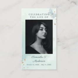 Tarjeta de oración funeraria de mariposa color agu