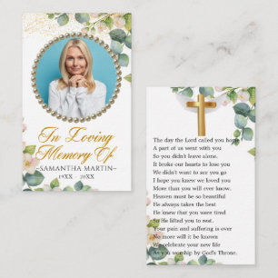 Tarjeta de oración funeraria Eucalyptus Bloom Phot