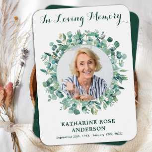 Tarjeta de oración funeraria Eucalyptus Greenery P
