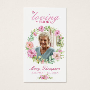 Tarjeta de oración funeraria floral de la foto de
