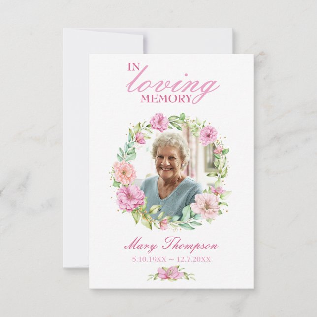 Tarjeta de oración funeraria floral de la foto de  (Anverso)