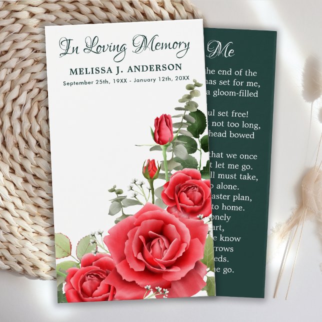 Tarjeta de oración funeraria floral de rosas rojas (Subido por el creador)