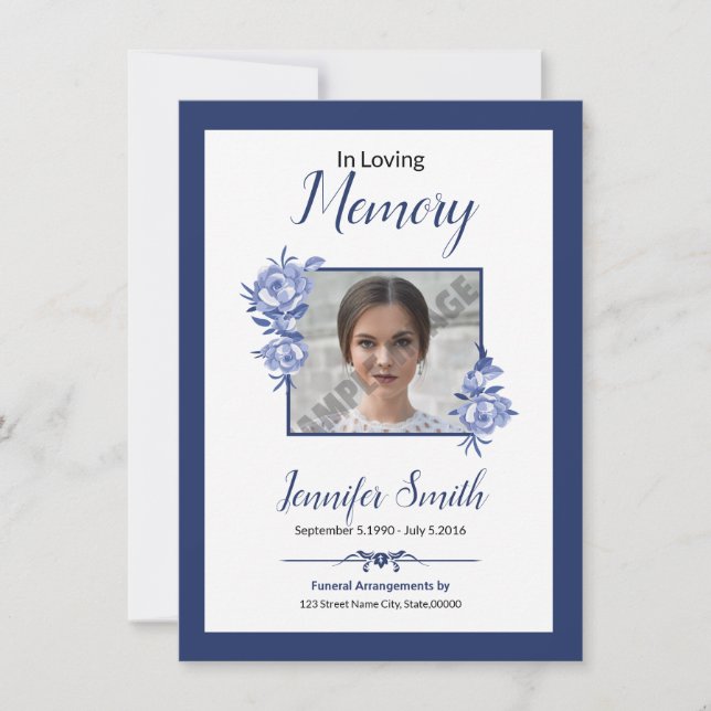 Tarjeta de oración funeraria imprimible (Anverso)