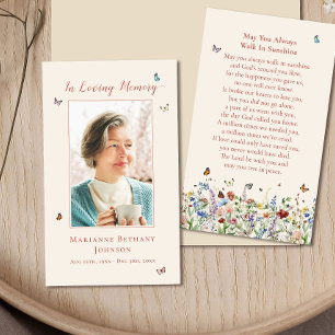 Tarjeta de oración funeraria moderna conmemorativa