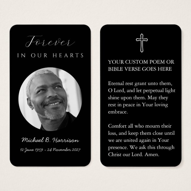 Tarjeta de oración funeraria personalizada (Anverso y reverso)