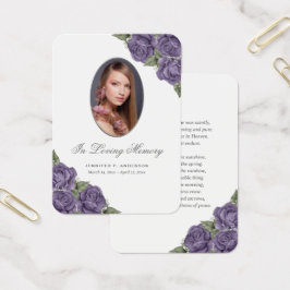 Tarjeta de oración funeraria Purple Silver Memoria