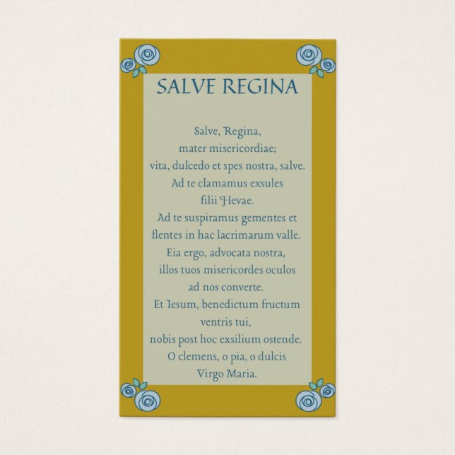 Tarjeta de Oración Latina Salve Regina (Frente)