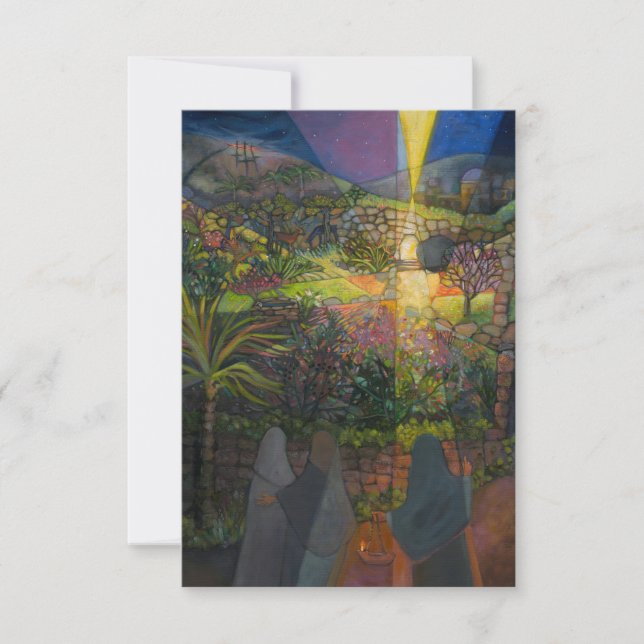 Tarjeta de oración matutina de Pascua, mujeres en  (Anverso)