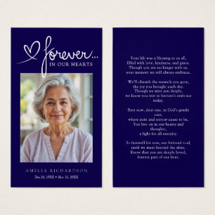 Tarjeta de oración memorial azul marino moderna