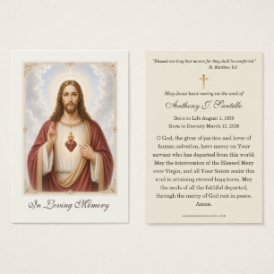 Tarjeta de Oración Memorial Católica del Sagrado C