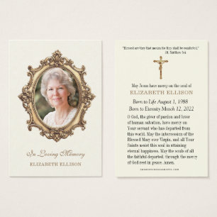 Tarjeta de oración memorial católica para funeral