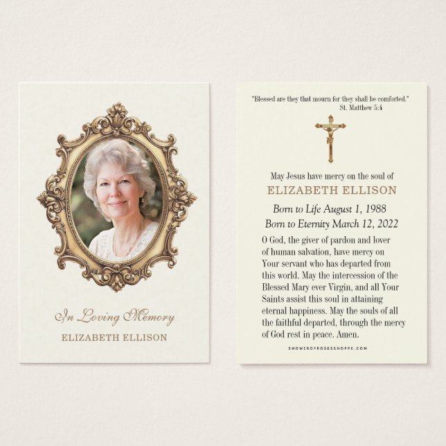 Tarjeta de oración memorial católica para funeral  (Anverso y reverso)