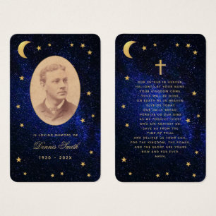 Tarjeta de oración memorial de estrellas doradas d