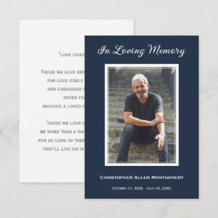 Tarjeta de oración memorial de foto de funeral nav