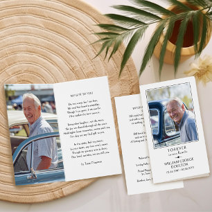 Tarjeta de oración memorial de foto para siempre e