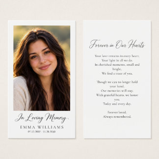 Tarjeta de Oración Memorial de Foto para Siempre e